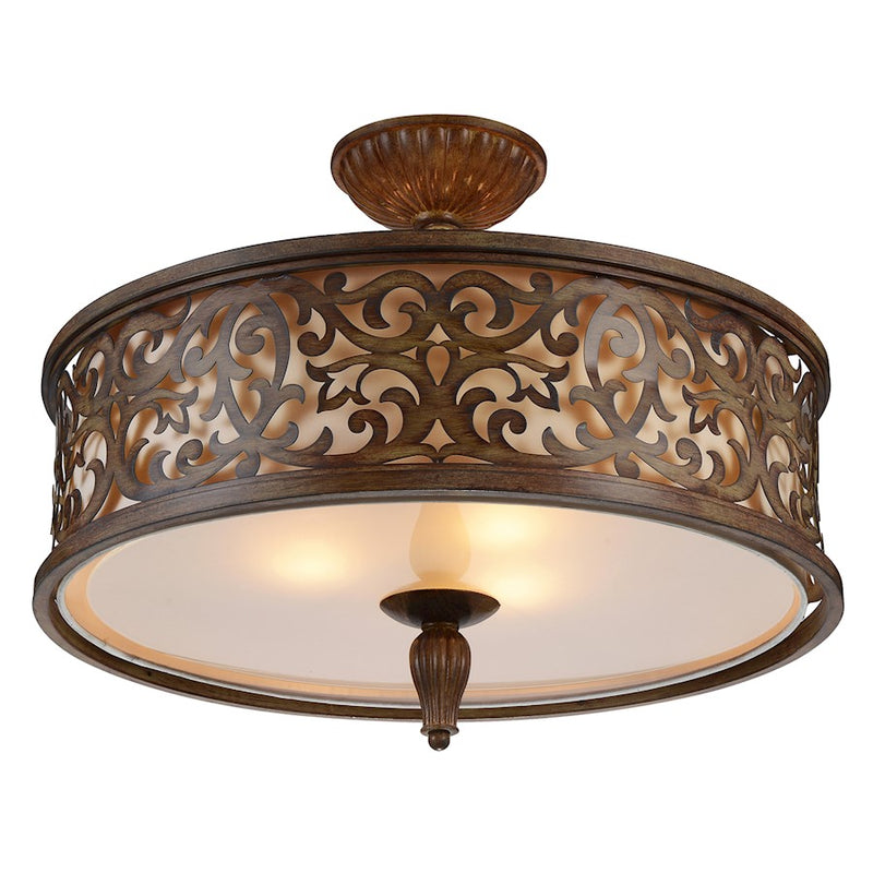 CWI Nicole 5 Light Drum Shade Flush Mount, Brushed Chocolate