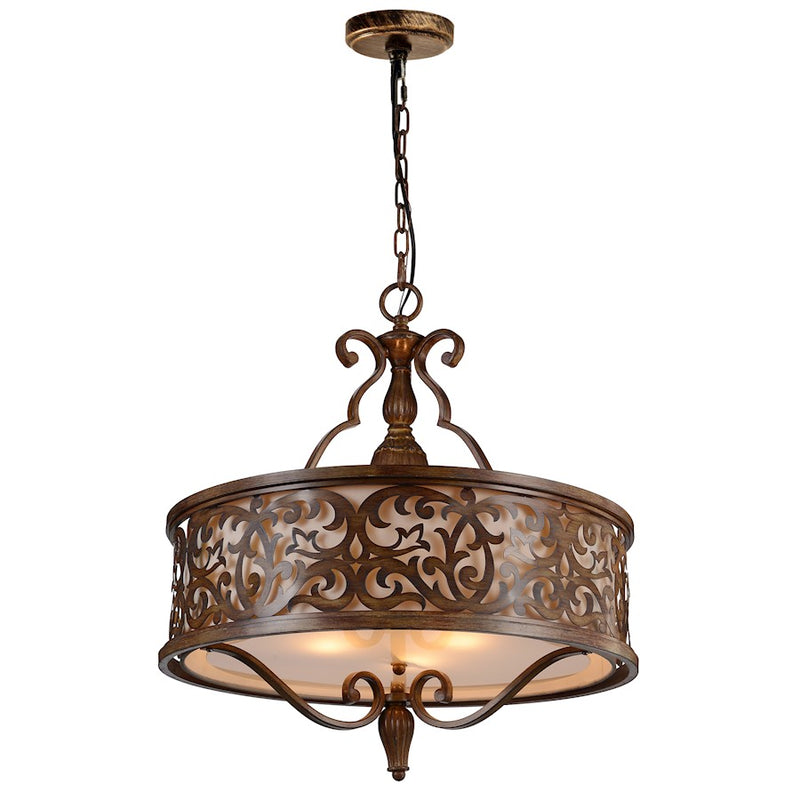 CWI Nicole 5 Light Drum Shade Chandelier, Brushed Chocolate