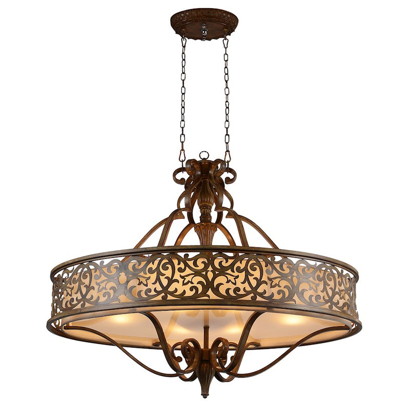 CWI Nicole 6 Light Drum Shade Chandelier, Brushed Chocolate