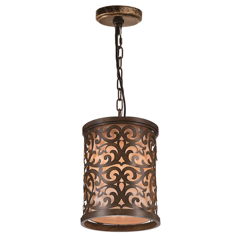 CWI Nicole 1 Light Drum Shade Mini Pendant, Brushed Chocolate