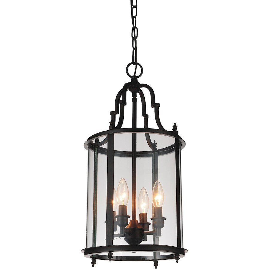 CWI Desire 4 Light Drum Mini Pendant, Oil Rubbed Bronze/Clear - 9809P11-4-109