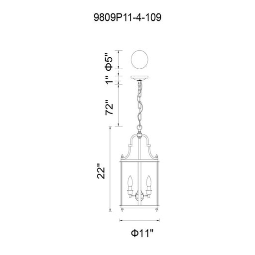 CWI Desire 4 Light Drum Mini Pendant, Oil Rubbed Bronze/Clear