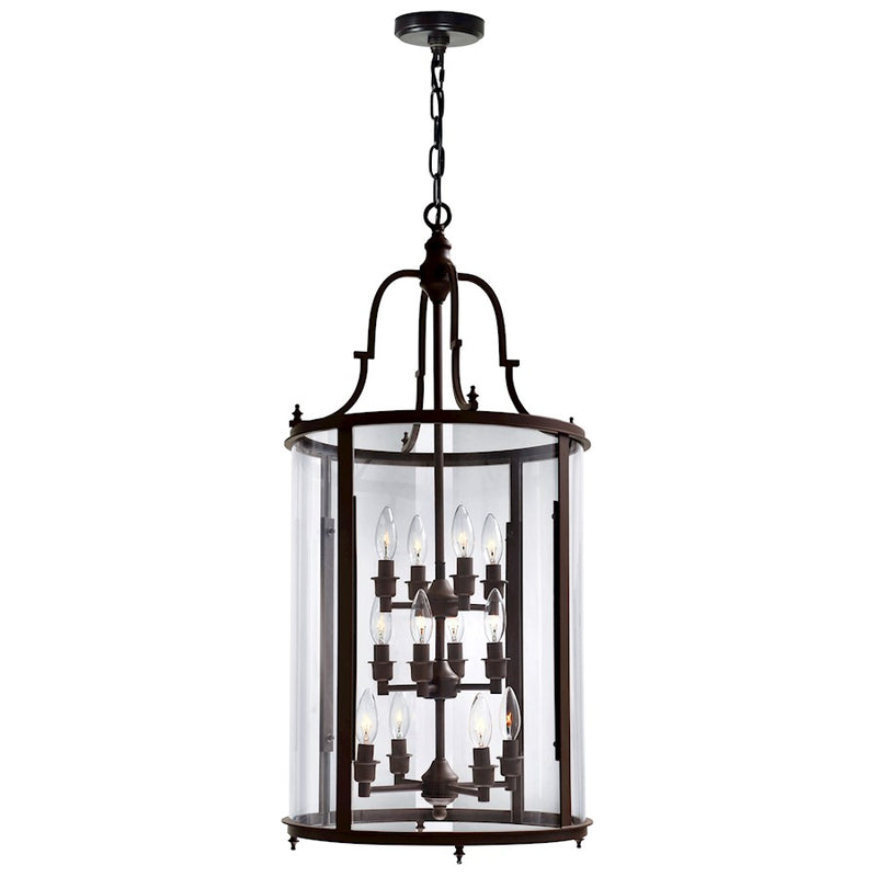 CWI Desire 12 Light Drum Chandelier, Oil Rubbed Bronze/Clear