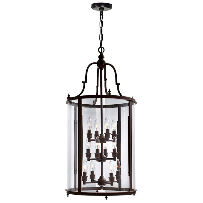 CWI Desire 12 Light Drum Chandelier, Oil Rubbed Bronze/Clear - 9809P17-12-109-A