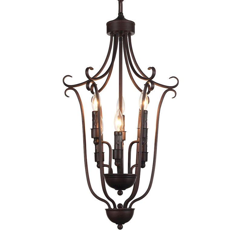 CWI Lighting Maddy 6 Light Up Chandelier, Rubbed Brown