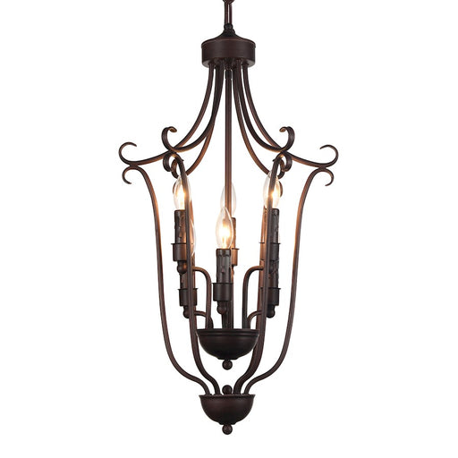 CWI Lighting Maddy 6 Light Up Chandelier, Rubbed Brown