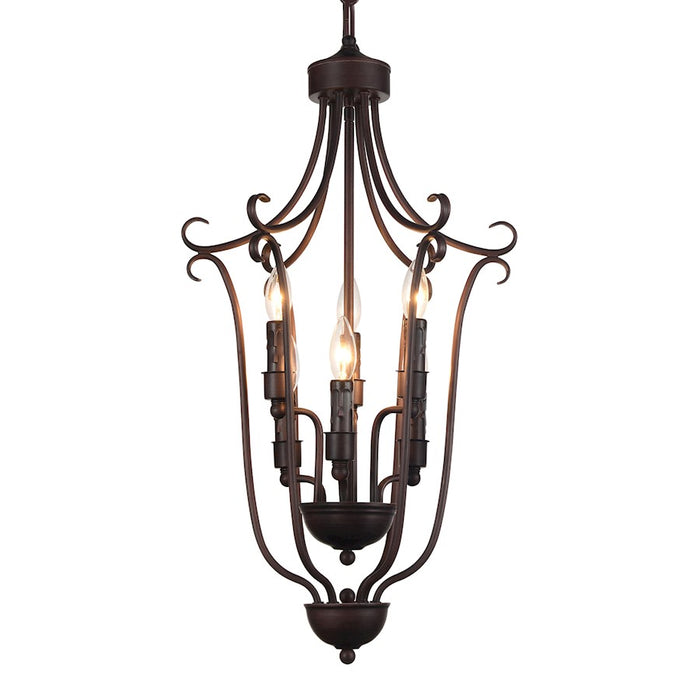 CWI Lighting Maddy 6 Light Up Chandelier, Rubbed Brown