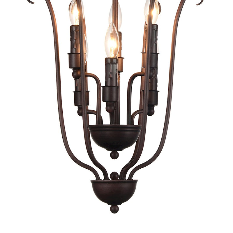 CWI Lighting Maddy 6 Light Up Chandelier, Rubbed Brown