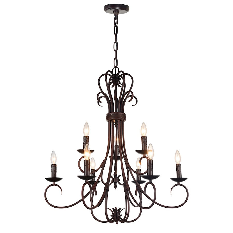 CWI Lighting Maddy 9 Light Up Chandelier, Rubbed Brown - 9817P29-9-121