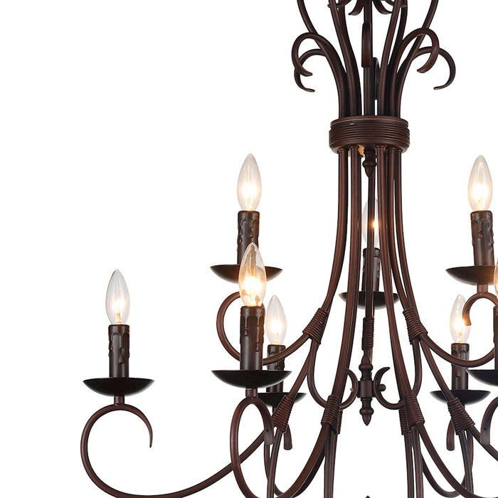 CWI Lighting Maddy 9 Light Up Chandelier, Rubbed Brown