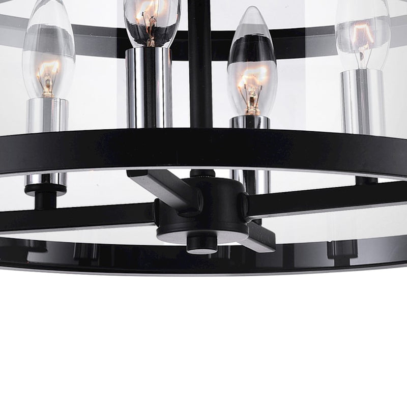 CWI Lighting Miette 4 Light Cage Flush Mount, Black/Clear