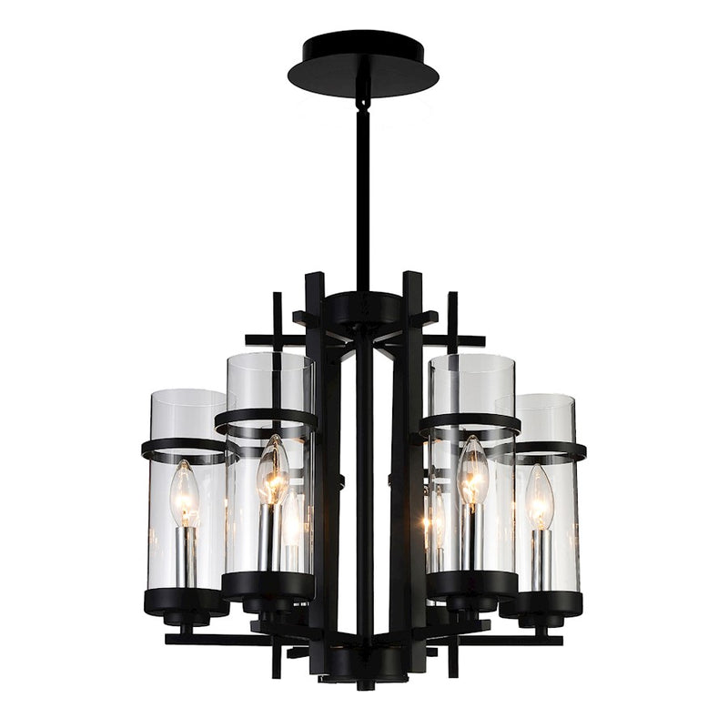 CWI Lighting Sierra 6 Light Up Chandelier, Black/Clear