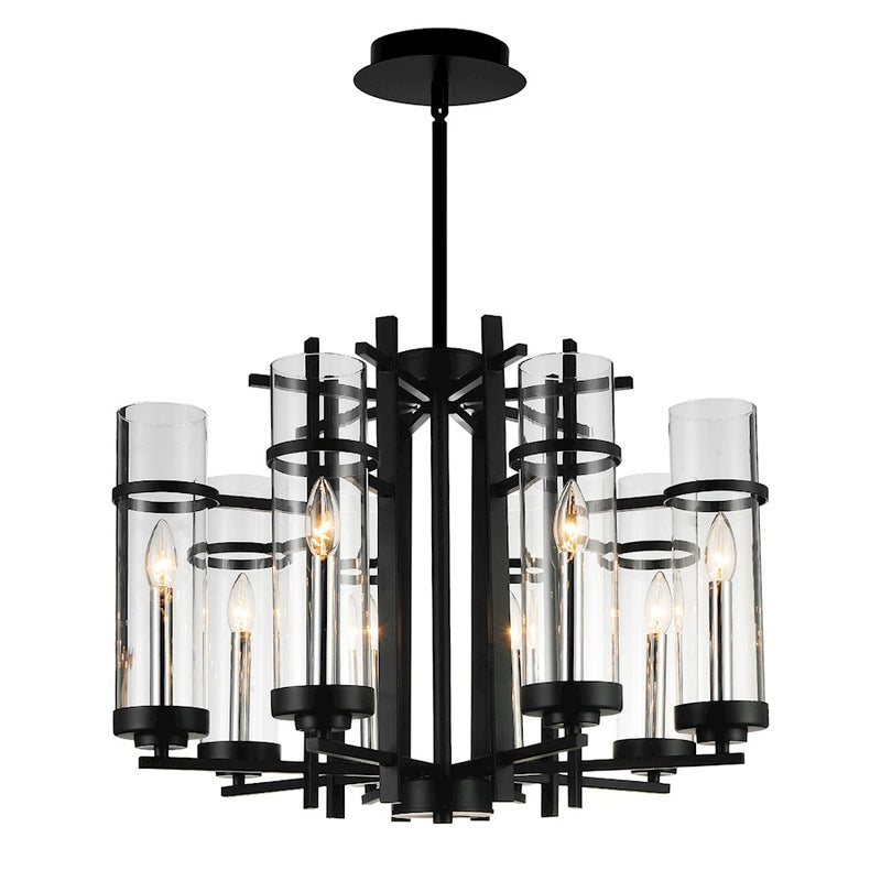CWI Lighting Sierra 8 Light 26" Up Chandelier, Black/Clear