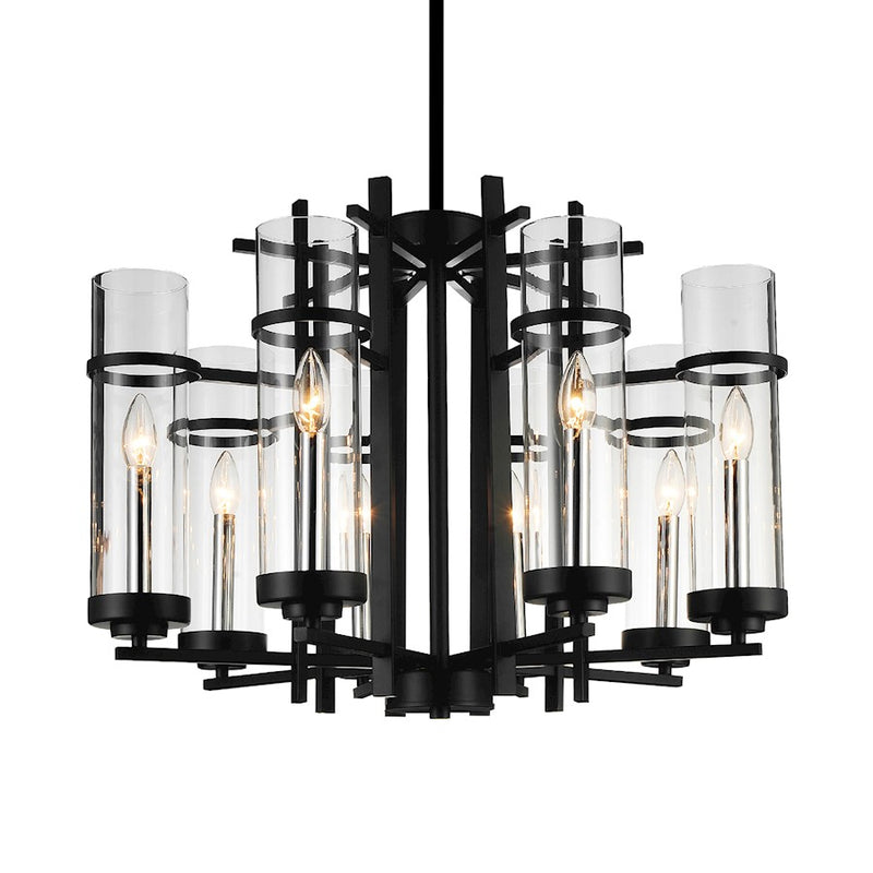 CWI Lighting Sierra 8 Light 26" Up Chandelier, Black/Clear