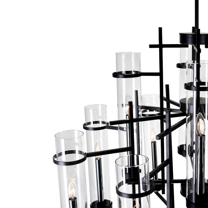 CWI Lighting Sierra 30" 12 Light Up Chandelier, Black/Clear