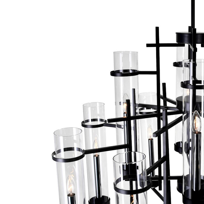 CWI Lighting Sierra 30" 12 Light Up Chandelier, Black/Clear