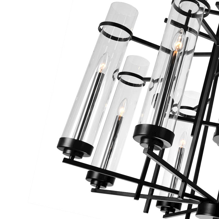 CWI Lighting Sierra 30" 12 Light Up Chandelier, Black/Clear