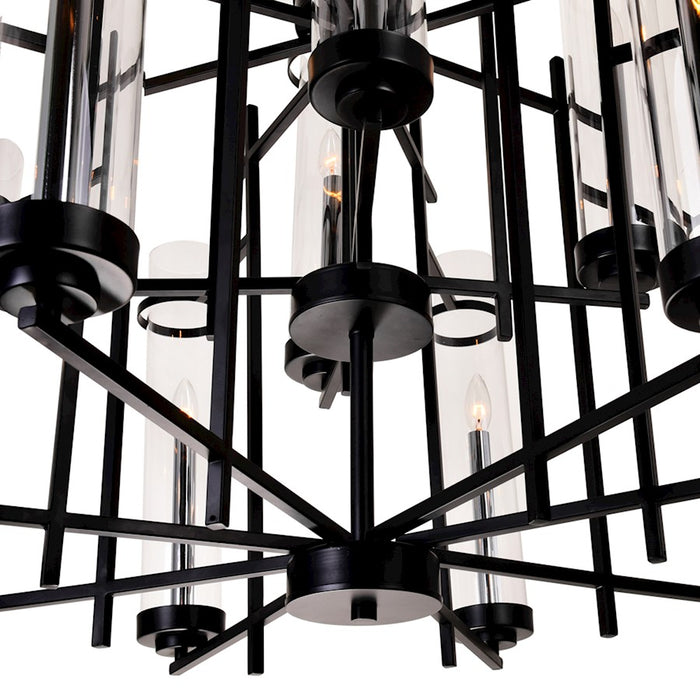 CWI Lighting Sierra 38" 12 Light Up Chandelier, Black/Clear
