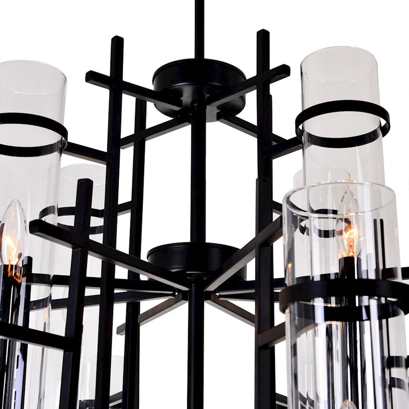 CWI Lighting Sierra 38" 12 Light Up Chandelier, Black/Clear