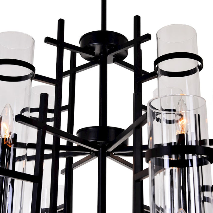 CWI Lighting Sierra 38" 12 Light Up Chandelier, Black/Clear