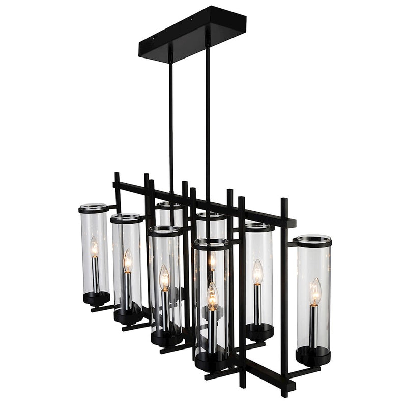 CWI Lighting Sierra 8 Light 38" Up Chandelier, Black/Clear