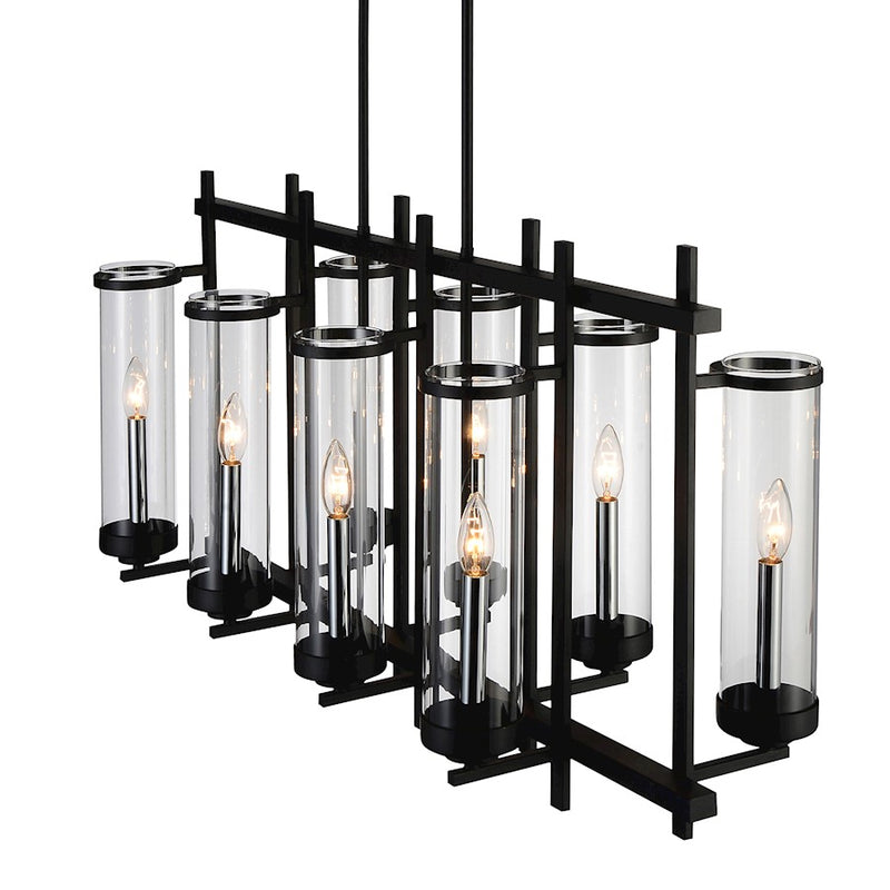 CWI Lighting Sierra 8 Light 38" Up Chandelier, Black/Clear