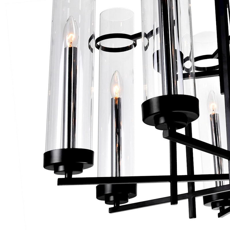 CWI Lighting Sierra 8 Light 38" Up Chandelier, Black/Clear
