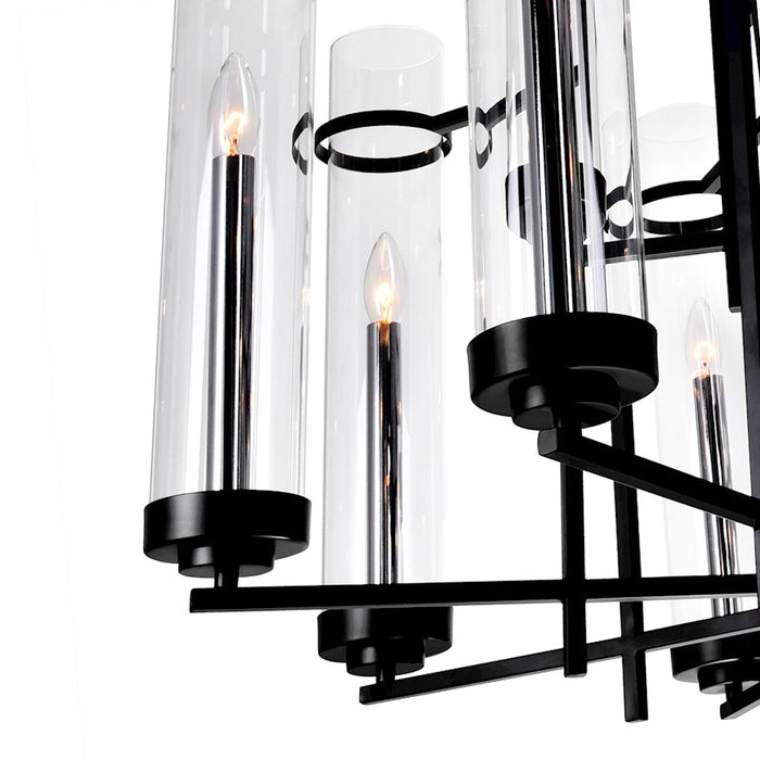 CWI Lighting Sierra 8 Light 38" Up Chandelier, Black/Clear