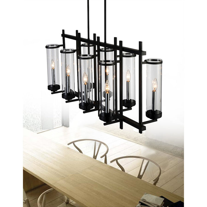 CWI Lighting Sierra 8 Light 38" Up Chandelier, Black/Clear