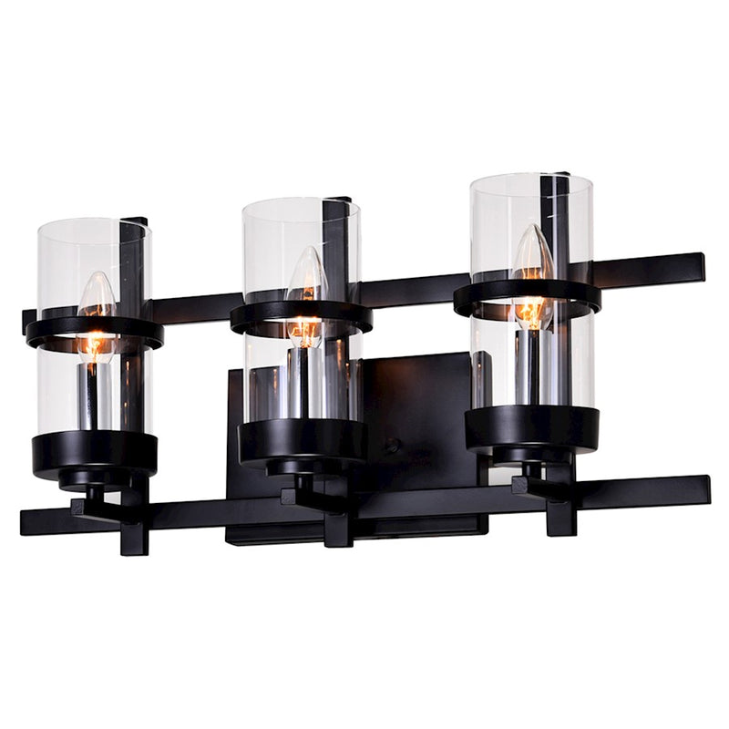 CWI Lighting Sierra 3 Light Wall Light, Black/Clear