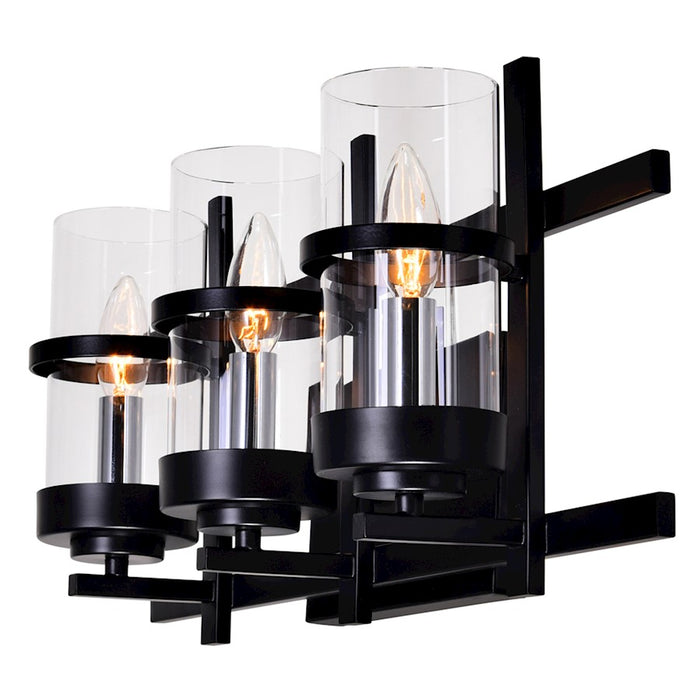 CWI Lighting Sierra 3 Light Wall Light, Black/Clear