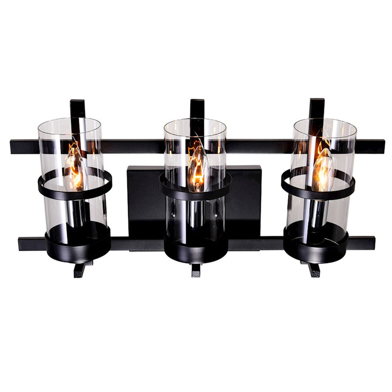 CWI Lighting Sierra 3 Light Wall Light, Black/Clear