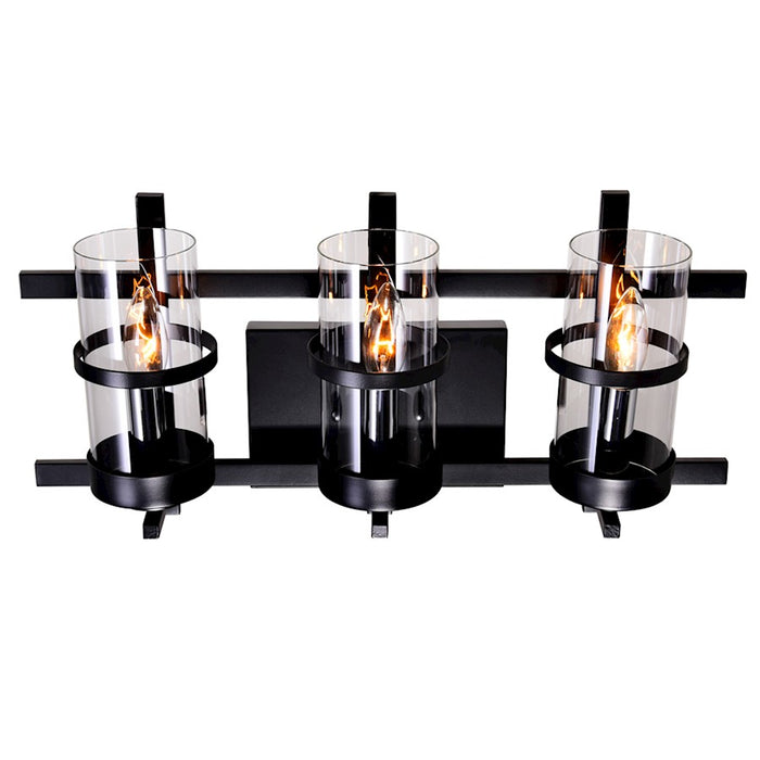 CWI Lighting Sierra 3 Light Wall Light, Black/Clear