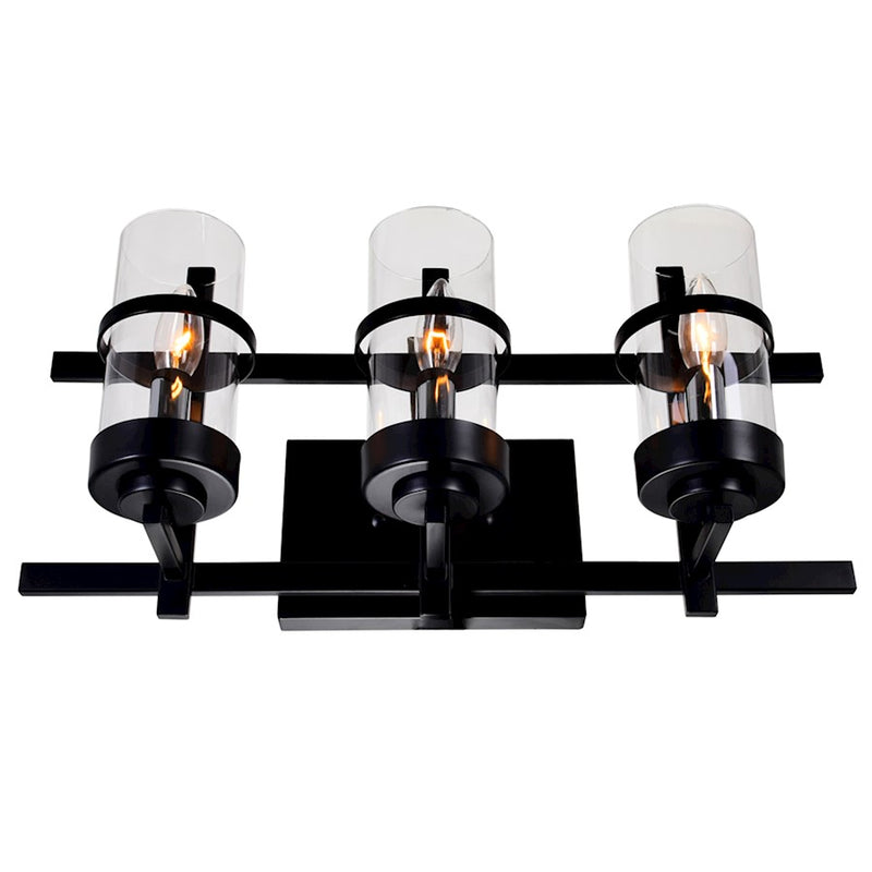 CWI Lighting Sierra 3 Light Wall Light, Black/Clear