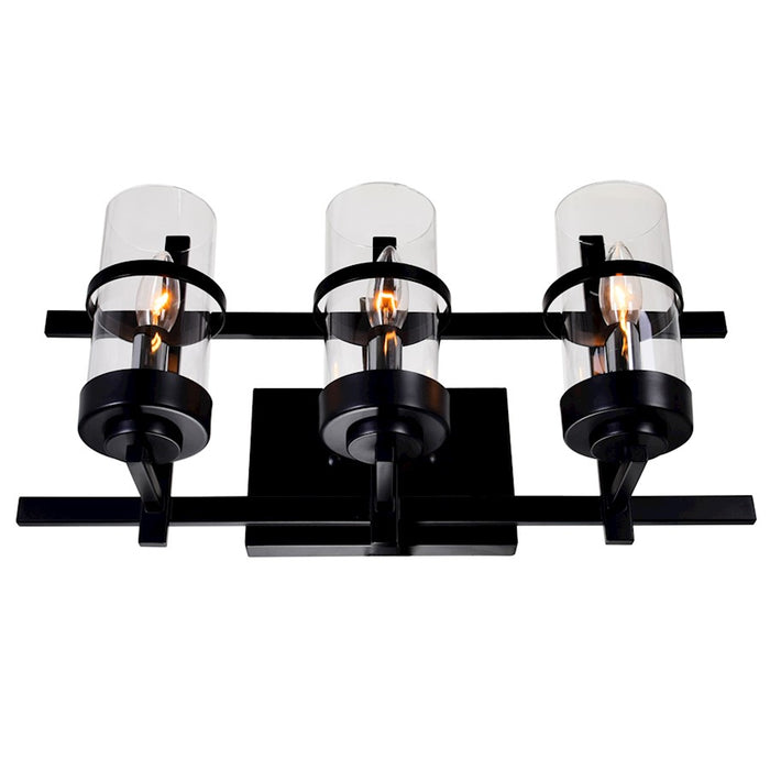 CWI Lighting Sierra 3 Light Wall Light, Black/Clear