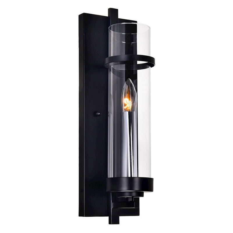 CWI Lighting Sierra 1 Light Wall Light, Black/Clear
