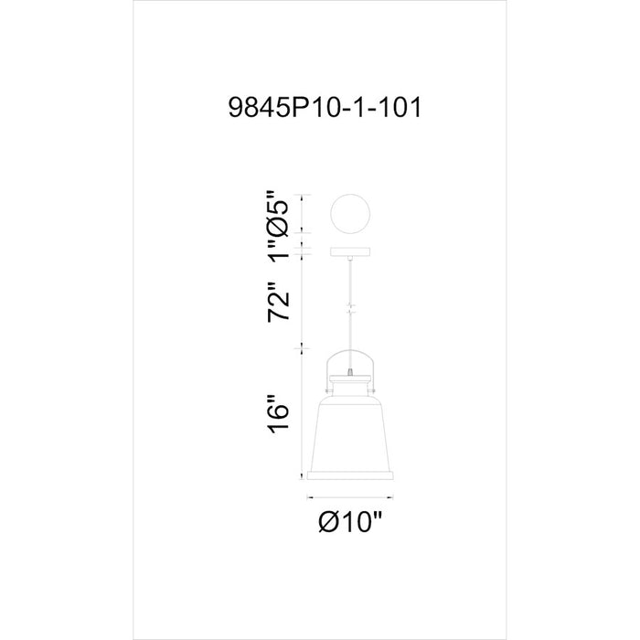 CWI Lighting Elisa 1 Light 10" Down Pendant, Black