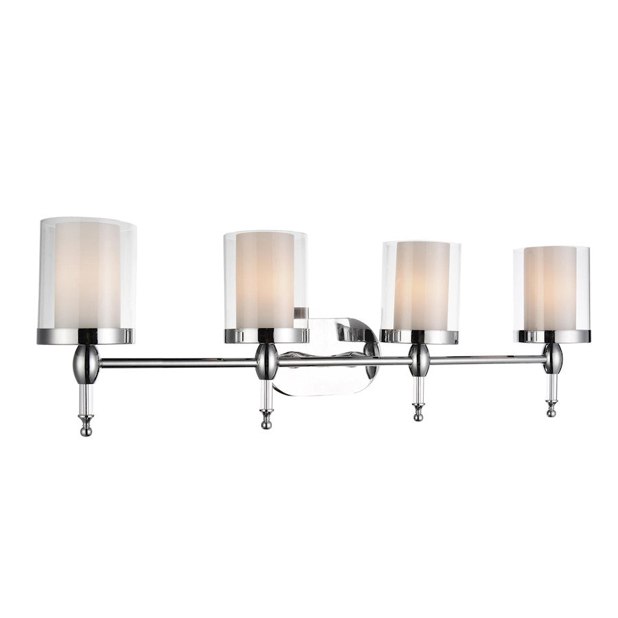 CWI Lighting Maybelle 4 Light Vanity Light, Chrome/Clear - 9851W34-4-601