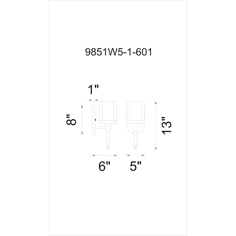 CWI Lighting Maybelle 1 Light Bathroom Sconce, Chrome/Clear