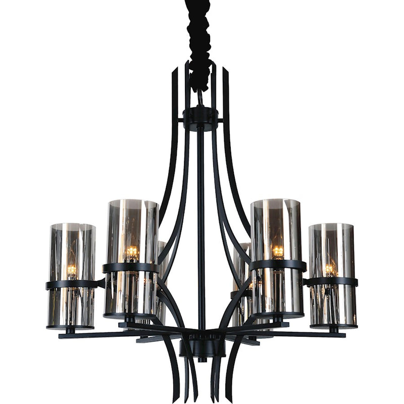 CWI Lighting Vanna 6 Light Up Chandelier, Black/Smoke