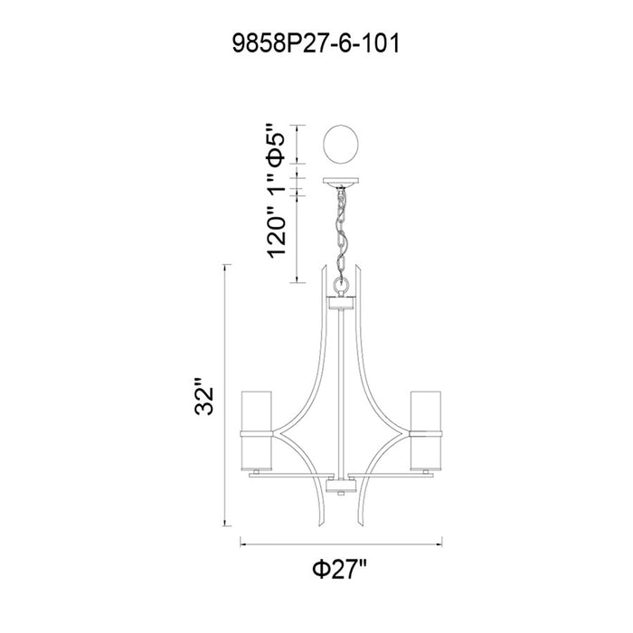 CWI Lighting Vanna 6 Light Up Chandelier, Black/Smoke