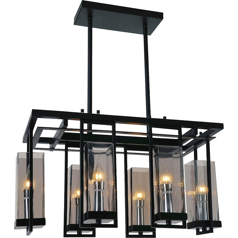 CWI Lighting Vanna 6 Light Up Chandelier, Black/Clear