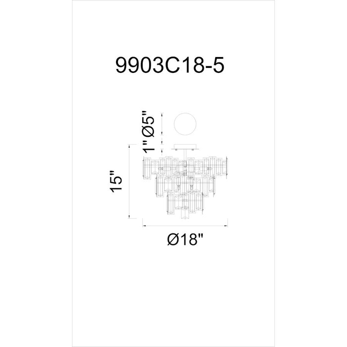 CWI Lighting Quida 5 Light Down Chandelier, Champagne