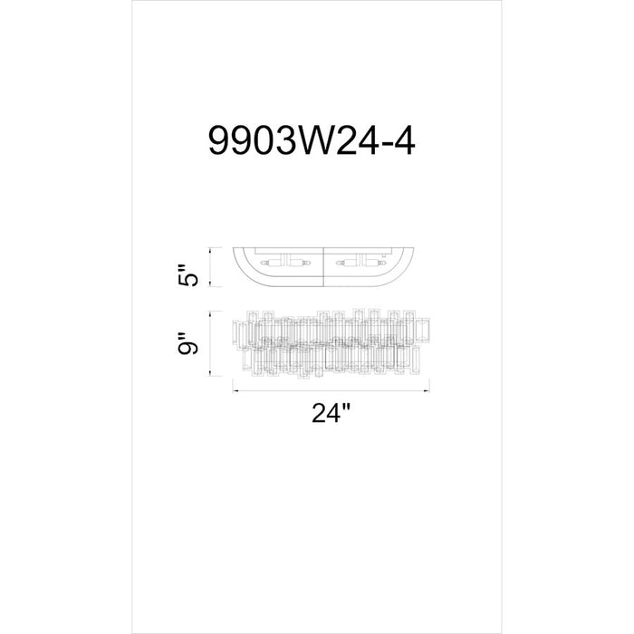 CWI Lighting Quida 4 Light Wall Light, Champagne