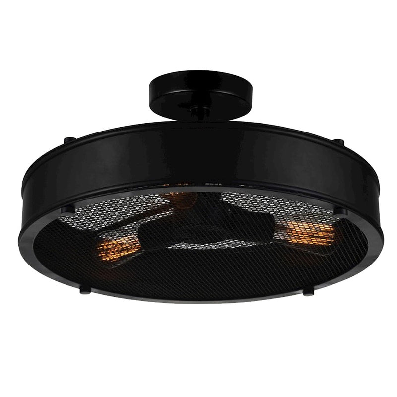 CWI Lighting Tigris 3 Light Drum Shade Flush Mount, Black