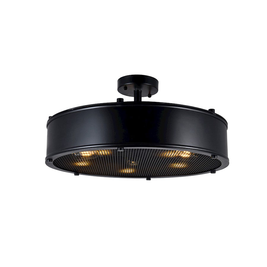 CWI Lighting Tigris 5 Light Drum Shade Flush Mount, Black - 9904C20-5-101