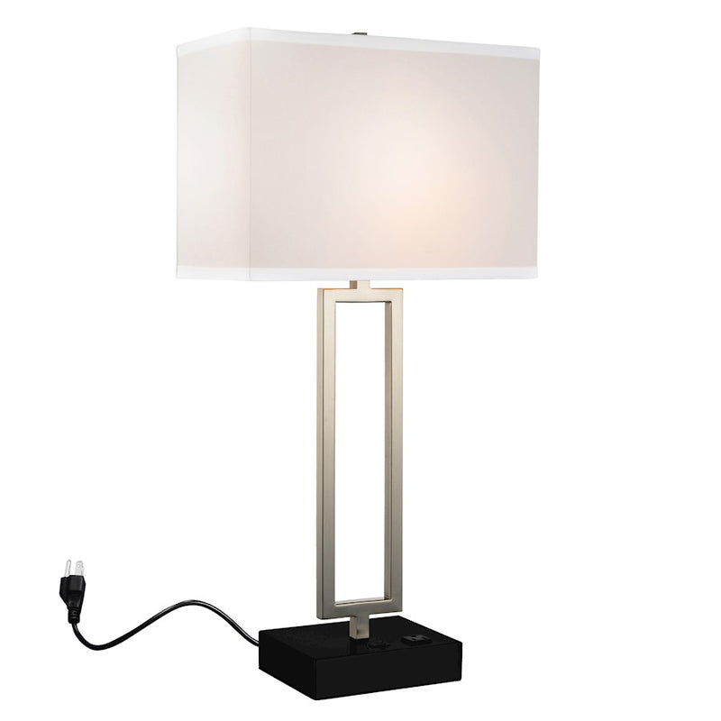 CWI Lighting Torren 1 Light Table Lamp, Satin Nickel