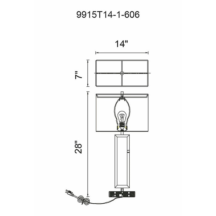 CWI Lighting Torren 1 Light Table Lamp, Satin Nickel