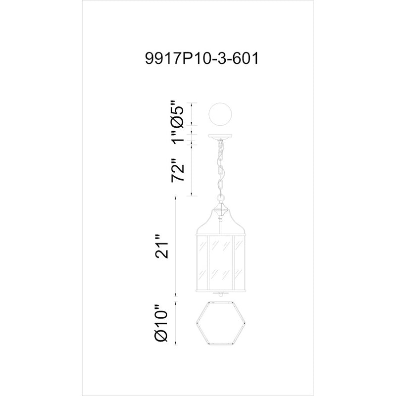 CWI Lighting Maury 3 Light Up Chandelier, Chrome/Clear
