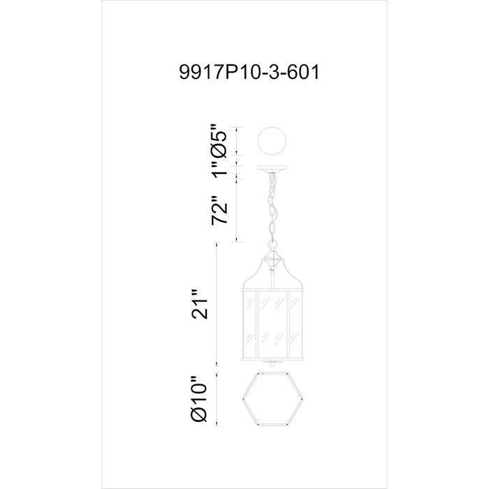 CWI Lighting Maury 3 Light Up Chandelier, Chrome/Clear